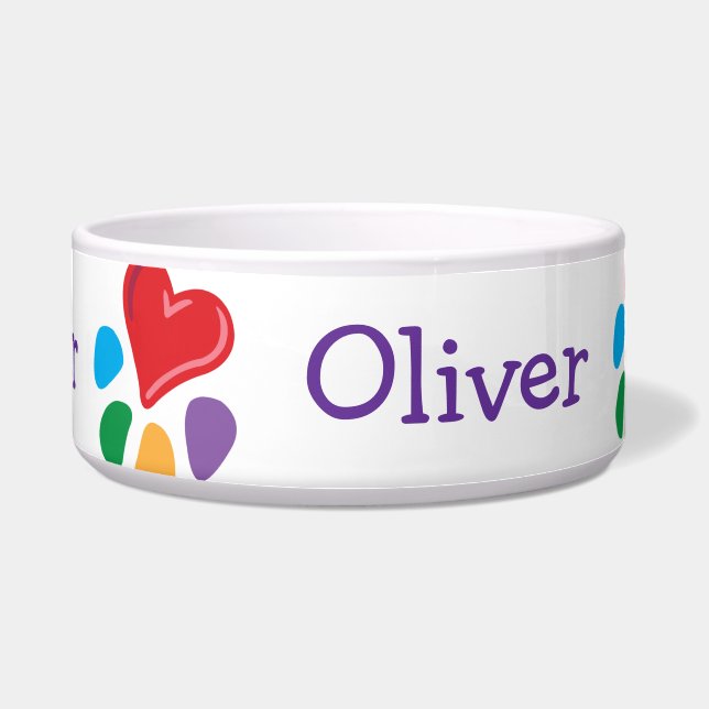 Gepersonaliseerd dierenvriend_Heart-Paw patroon Voerbakje (Voorkant)