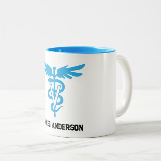 Gepersonaliseerd diergeneeskundig symbool tweekleurige koffiemok (Voorkant rechts)