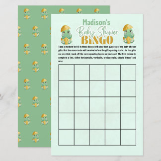 Gepersonaliseerd Dino Bingo Baby shower spel