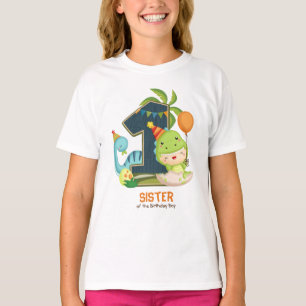 Gepersonaliseerd dino Birthday-shirt voor zuster T-shirt
