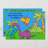 Gepersonaliseerd dino-mite dinosaurus verjaardagsu kaart (Voorkant / Achterkant)