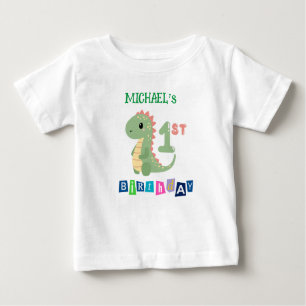 Gepersonaliseerd dinosaurus 1e verjaardag T-shirt 