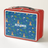 GEPERSONALISEERD DINOSAURUS KIND RODE LUNCHBOX (Voorkant)