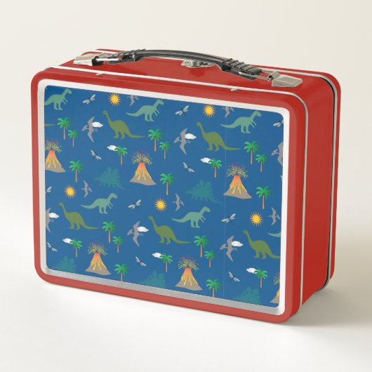 GEPERSONALISEERD DINOSAURUS KIND RODE LUNCHBOX (Achterkant)