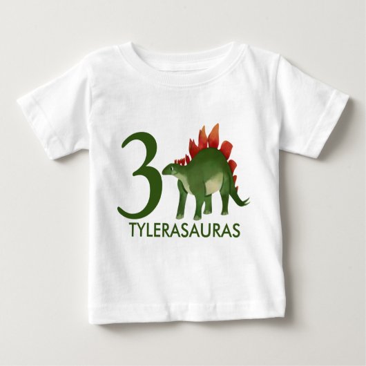 Gepersonaliseerd dinosaurus Shirt, derde verjaarda (Voorkant)