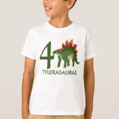 Gepersonaliseerd dinosaurus Shirt op de vierde ver (Voorkant)