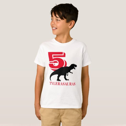 Gepersonaliseerd dinosaurus Shirt op de vijfde ver (Voorkant volledig)