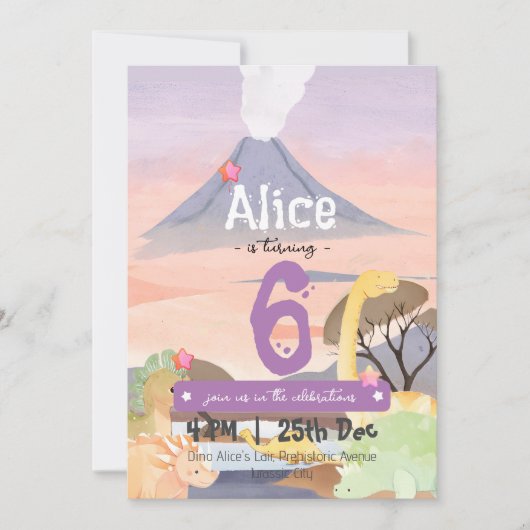 Gepersonaliseerd dinosaurus-thema 6e verjaardagsfe kaart (Voorkant)