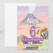 Gepersonaliseerd dinosaurus-thema 6e verjaardagsfe kaart (Voorkant / Achterkant)