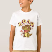 GEPERSONALISEERD DINOSAURUS VERJAARDAG KINDER ROAR T-SHIRT (Voorkant)