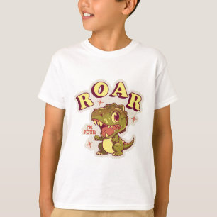 GEPERSONALISEERD DINOSAURUS VERJAARDAG KINDER ROAR T-SHIRT