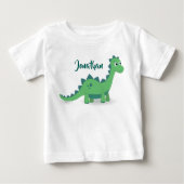 Gepersonaliseerd dinosaurusblauw kinder t-shirt (Voorkant)