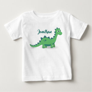 Gepersonaliseerd dinosaurusblauw kinder t-shirt