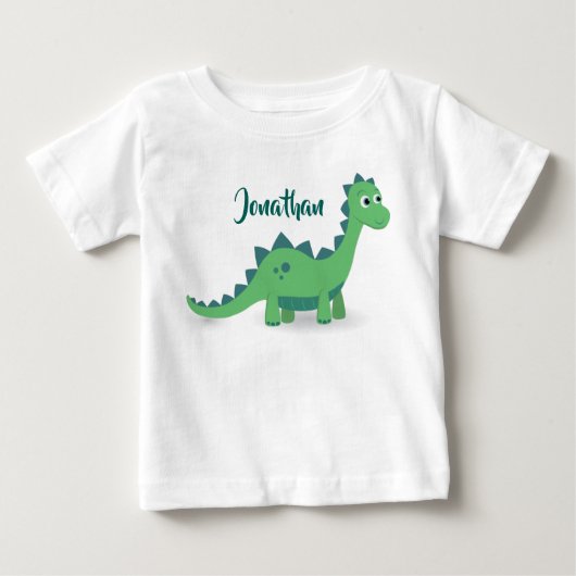 Gepersonaliseerd dinosaurusblauw kinder t-shirt (Voorkant)