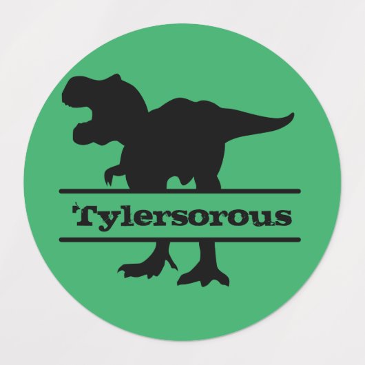 Gepersonaliseerd dinosaurusnaam Groen Schooletiket Labels (Design 2)