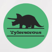 Gepersonaliseerd dinosaurusnaam Groen Schooletiket Labels (Design 1)