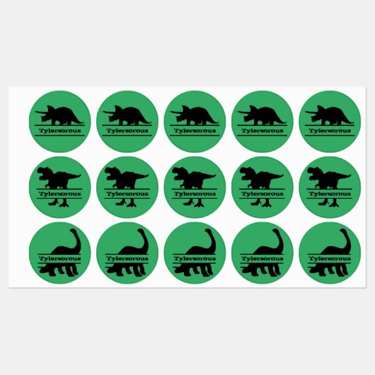Gepersonaliseerd dinosaurusnaam Groen Schooletiket Labels (Vel)
