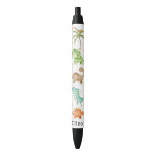 Gepersonaliseerd dinosaurussen Kinder zwarte pen