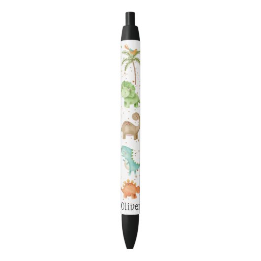Gepersonaliseerd dinosaurussen Kinder zwarte pen (Voorkant Verticaal)