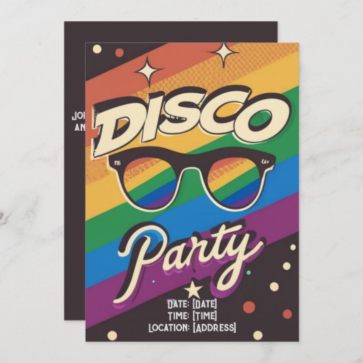 Gepersonaliseerd Disco Gay Party Kaart (Voorkant / Achterkant)