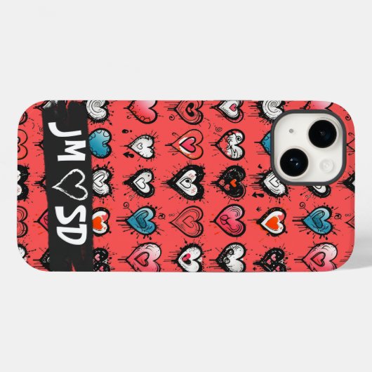 Gepersonaliseerd distressed heart graffiti Valenti Case-Mate iPhone Case (Achterkant (horizontaal))