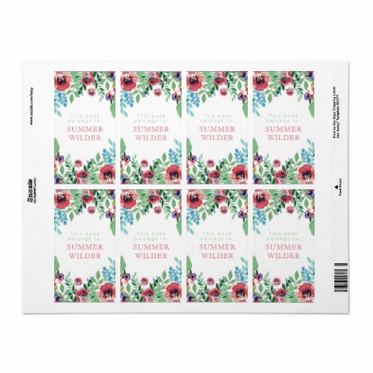 Gepersonaliseerd Dit boek behoort tot Floral Bookp Etiket (Full Sheet)