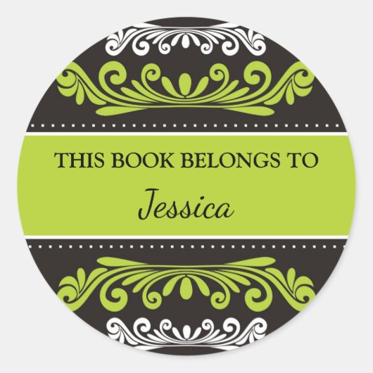 Gepersonaliseerd Dit boek is van Green Ronde Sticker (Voorkant)