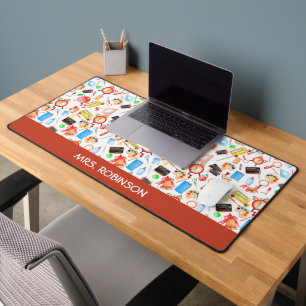 Gepersonaliseerd docent cadeau Waterverf patroon Bureaumat