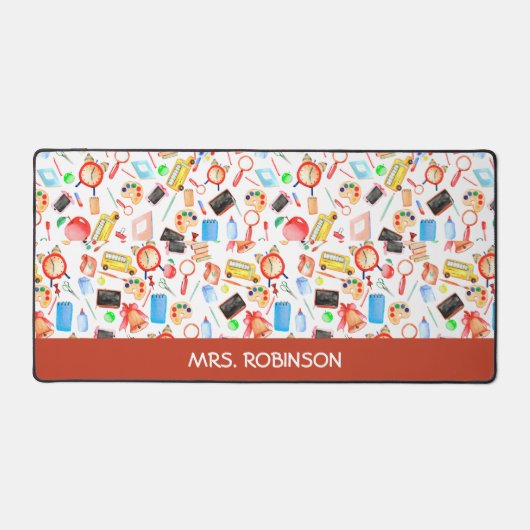 Gepersonaliseerd docent cadeau Waterverf patroon Bureaumat (Voorkant)
