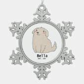 Gepersonaliseerd Dog Memorial Ornament, Foto Keeps Tin Sneeuwvlok Ornament (Voorkant)