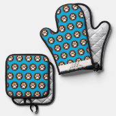 Gepersonaliseerd Dog Mitt - Zet uw Schattigee hond Ovenwant & Pannenlap Set (Voorkant / Achterkant)