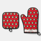 Gepersonaliseerd Dog Mitt - Zet uw Schattigee hond Ovenwant & Pannenlap Set (Voorkant)