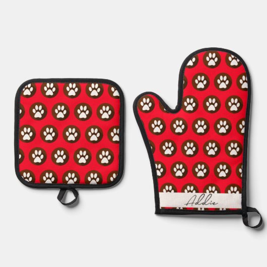 Gepersonaliseerd Dog Mitt - Zet uw Schattigee hond Ovenwant & Pannenlap Set (Voorkant)