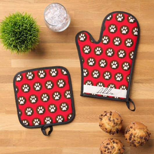 Gepersonaliseerd Dog Mitt - Zet uw Schattigee hond Ovenwant & Pannenlap Set (Top down)