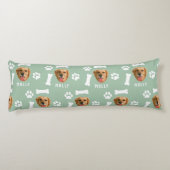 Gepersonaliseerd Dog Pet Foto & Naam Sage Groen Lichaamskussen (Achterkant)