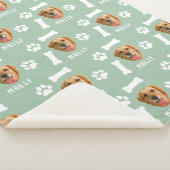 Gepersonaliseerd Dog Pet Foto & Naam Sage Groen Sherpa Deken (3/4)