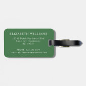 Gepersonaliseerd donker olijfgroen wit geruit bagagelabel (Achterkant horizontaal)