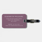 Gepersonaliseerd donker violet Paarse zwart geruit Bagagelabel (Achterkant horizontaal)