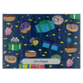 Gepersonaliseerd donkerblauw Chanoeka patroon Snijplank (Voorkant)