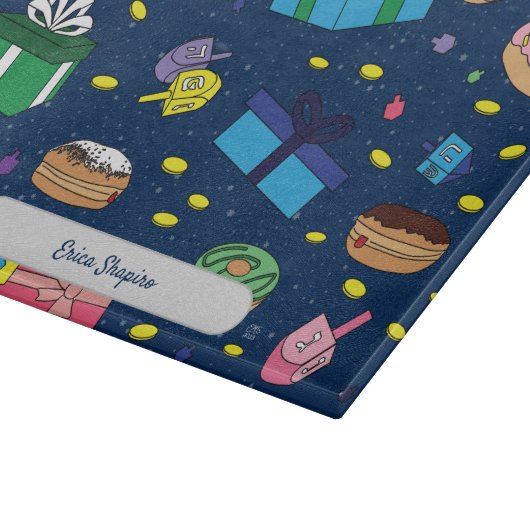 Gepersonaliseerd donkerblauw Chanoeka patroon Snijplank (Hoek)