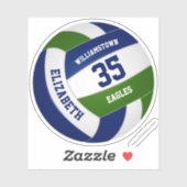 Gepersonaliseerd donkerblauw groen volleybal sticker (Vel)