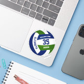 Gepersonaliseerd donkerblauw groen volleybal sticker (Laptop met iPhone)