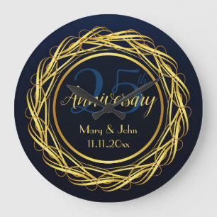 Gepersonaliseerd donkerblauw Jubileum Luxe Grote Klok
