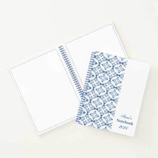 Gepersonaliseerd donkerblauw vectorpatroon Notitie Notitieboek (Binnen)