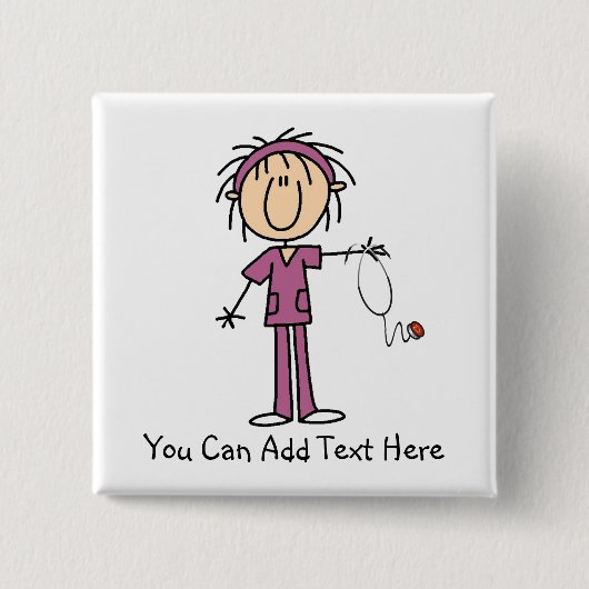 Gepersonaliseerd Donkere haarstaart Afbeelding Ver Vierkante Button 5,1 Cm (Voorkant)