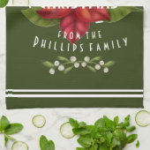 Gepersonaliseerd donkergroen kerstgroen theedoek (Gevouwen)