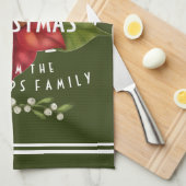 Gepersonaliseerd donkergroen kerstgroen theedoek (Quarter Fold)