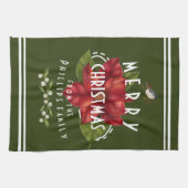 Gepersonaliseerd donkergroen kerstgroen theedoek (Horizontaal)