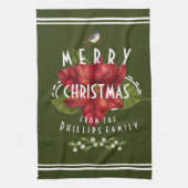 Gepersonaliseerd donkergroen kerstgroen theedoek (Verticaal)