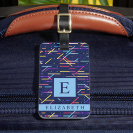 Gepersonaliseerd donkermarineblauw Abstract patroo Bagagelabel